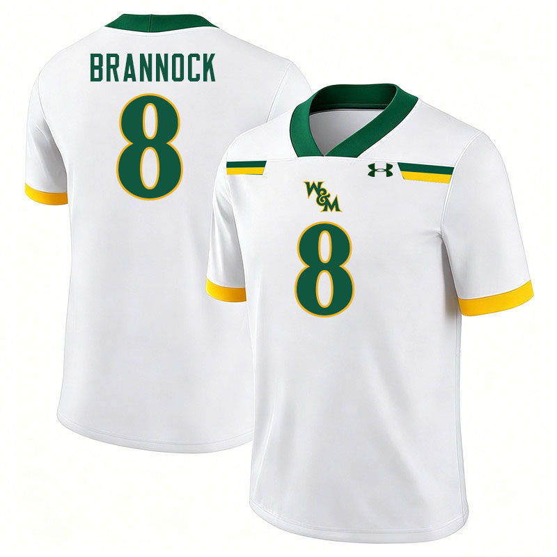 William & Mary Tribe #8 Noah Brannock College Football Jerseys,Uniforms-White